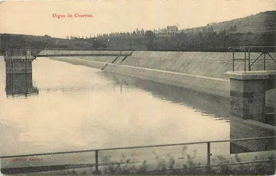 Dique de Charmes — vista do dique e de suas obras — Librairie Mairéret