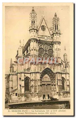 Vernon (Eure) — A Catedral dos séculos XII e XIV — Vitrais Renascentistas, torre de defesa do século XIII — Gaby