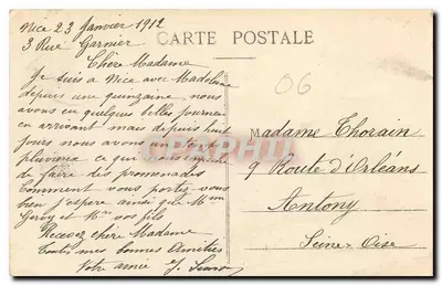 Nice — Palácio da Jetée e Jardim Público — Editor Giletta, n°21 — Verso