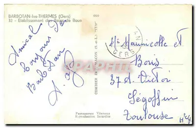 Barbotan-les-Thermes — Zakład Bani Ziemnych — Comhier Drukarnia — Rewers