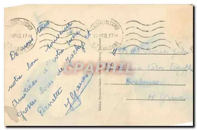 Fonds de Luchon i Superbagnères z drogi Artigue — Pireneje Środkowe — Wydawnictwo Labarre bracia, Toulouse — Rewers