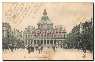 Saint-Étienne, o Hotel de Ville — vista da praça com a prefeitura — editor M. D. n°24