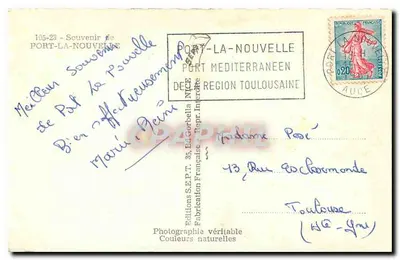Port-La-Nouvelle — Lembrete de Port-La-Nouvelle — Ed. Gerbella — Verso