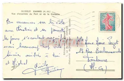 Tarjeta postal moderna Cannes A M Vista general del Puerto y la Croisette — Reverso