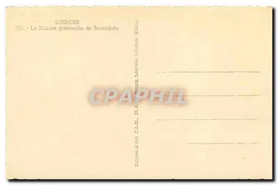 Dom ojczysty św. Bernadettki — Lourdes — Wydawnictwo Artystyczne C.L.D., Lourdes — Rewers