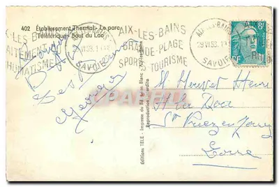 Aix-les-Bains — Lembrete de Aix-les-Bains — Éditions Télé — Verso