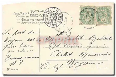 Port Royan — widok morski z jachtami i parowcem — Wydawca: Royan, seria 391 — Rewers