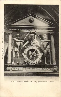 Clermont-Ferrand — O Jacquemart da Catedral — Lib. Bougé-Bea, 21 rue de l'Écu, Clermont-Ferrand