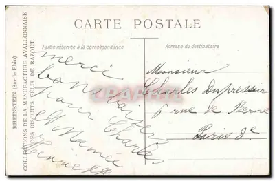 Zamek na falaise — widok malowniczy — Zbiory Fabryki Félix de Razout — Rewers