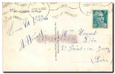 Plaża w Cannes — animowana scena — Les Éditions FRANK, nr 641 — Rewers
