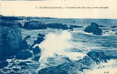 Le Croisic (Loire-inf) — A Grande Côte em direção a Batz, maré alta — F. Chaneau, Nantes
