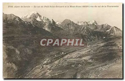 Alpes da Saboia — O col do Pequeno São Bernardo e o Monte Branco (4810m) vistos do col da Traversette — A. Doren, Chambéry