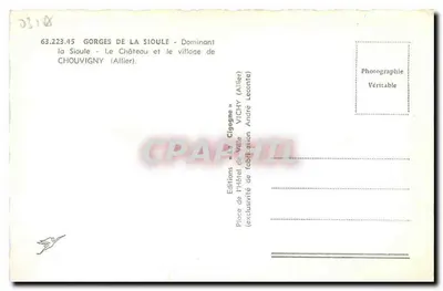 Zamek La Cigogne — Przełęcz Sioule — Wydawnictwo «La Cigogne» Vichy — Rewers