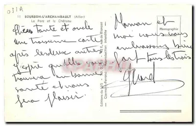 Bourbon-l'Archambault — O Parque e o Castelo — Edições do JXS — Verso