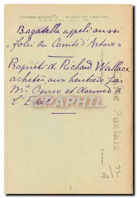 Bois de Boulogne — Il Castello di Bagatelle — NDHOT — Verso