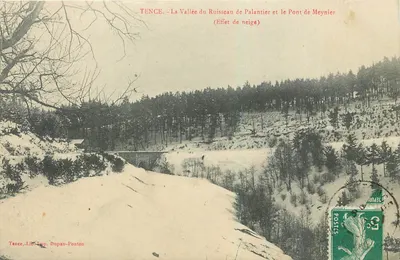 Tence - A Vale do Ruisseau de Palantier e o Ponte de Meynier (Efeito de neve) — Tence, Lith. Imp. Dupan-Ponton