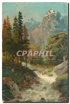Paisagem de montanha com riacho — editor não identificado, número de série não visível