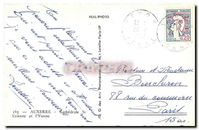 Auxerre — Katedra św. Etienne i rzeka Yonne — wydawca Cap — Rewers
