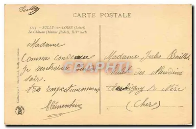 Sully-sur-Loire — Castelo feudal do século XIV — Coleção L. Marchand — Verso