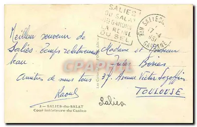 Cour interior do Casino — Salies-du-Salat — editor Les Cartes Postales, n°2 — Verso