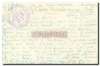 Ondas quebrando em Hendaye — Praia — Carta postal — Verso