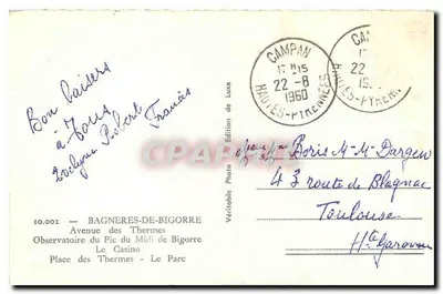 Bagnères-de-Bigorre — Souvenir — Wydawnictwo Fotograficzne Luksusowe — Rewers