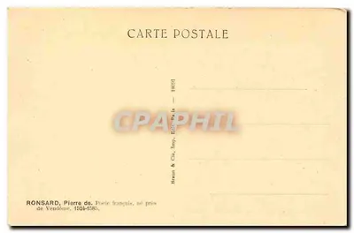 Pierre de Ronsard — Poeta francês — Braun & Cie, Paris — Verso
