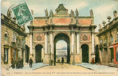 NANCY — Arc de Triomphe Louisa XV (Dawna Brama Królewska), wybudowany przez króla Stanisława w 1751 roku