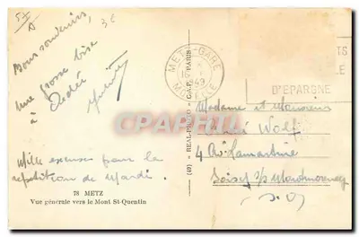 Vue geral em direção ao Mont St-Quentin — 78 METZ — editor C.A.P. — Verso