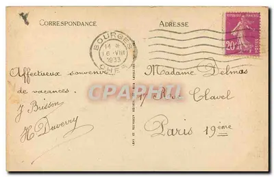 Bourges — Praça Luís XI e estátua — editor L.L. n°227 — Verso