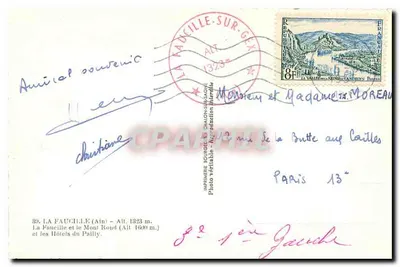 La Faucille (Ain) — Mont Rond (wys. 1600 m.) i Hôtels du Païly — Imprimerie du Païly — Rewers