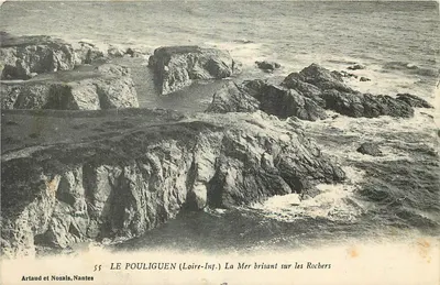 Le Pouliguen (Loire-Inf.) — O Mar quebrando sobre os Rochos — Artaud e Nozais, Nantes, n°55