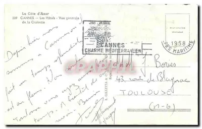 Cannes — Ogólny widok hoteli — Urok Mediterańczyka — Rewers