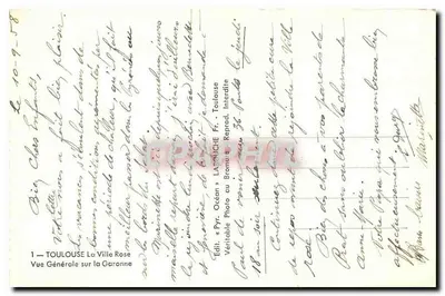 Toulouse — Ogólny widok na Garonne — Wydawca « Pyr. Océan » LAPOUGUE Fr. - Toulouse — Rewers
