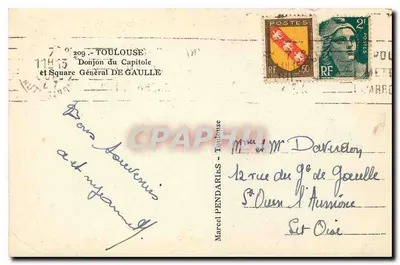 Toulouse — Torre do Capitólio e Praça Geral de Gaulle — Cely — Verso