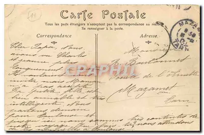 Cité de Carcassonne — Vue extérieure du Château — Éditeur : Carre Postale, n° 61 — Verso
