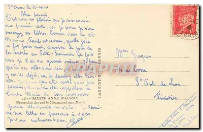 Procissão diante do Monumento aos Mortos — Sainte-Anne-d'Auray — Laurent-Neel Rennes — Verso
