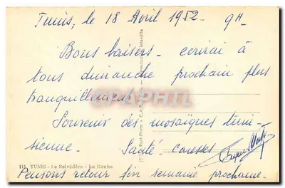Tunis - Le Belvédère - La Koubba — éditeur C.A.P. n° 111 — Verso