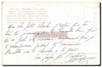 Kury i kuryczki — Wielkanoc — Wydawca TH. E. L. Série 1028 — Rewers