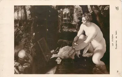 Suzanne no banho — reprodução de uma pintura de Titien — editada por ABF Paris, n°13