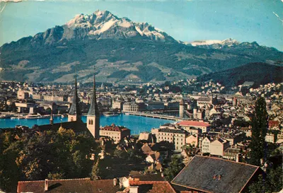 Luzern — vista panorâmica com o monte Pilatus no fundo — editor 'Luzern Naturbild'