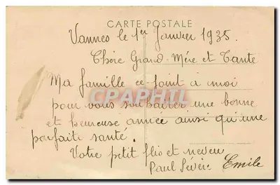 Bilhete postal antigo Vannes Morbihan Porta da prisão Porta Santo Pater ou de Santo Patern — Verso