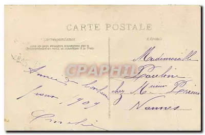 Kapitan — Scena morska z parowcem i jachtowcem — Wydawca: L. Dufour, n° 147 — Rewers
