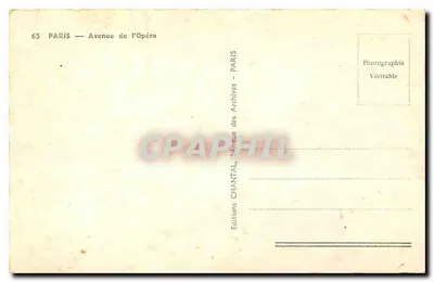 Parijs — Avenue de l'Opéra — Uitgaven Chantal — Achterkant
