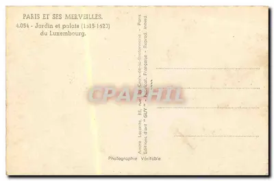 Giardino e palazzo del Luxembourg — Parigi — Edizioni GUY — Verso
