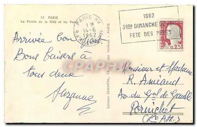 La Punta de la Ciudad y los Puentes — París — Ediciones Chantal, n° 63 — Reverso