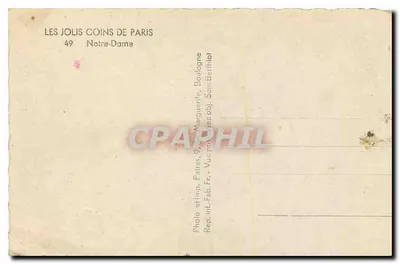 Notre-Dame w Paryżu — widok fasady i rzeki — Les Jolis Coins de Paris, nr 49 — Rewers