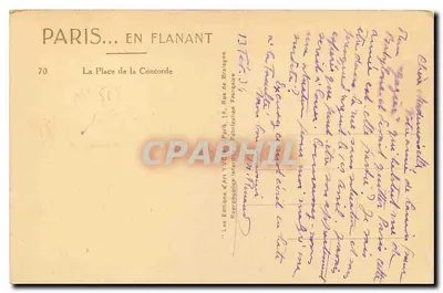 Place de la Concorde — Paryż — Les Éditions d'Art YVC, 70 — Rewers
