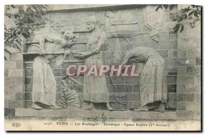 Paris — Os Padeiros — Cerâmica — Praça Scipion (5º Arrond.)