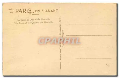 Notre-Dame van Parijs — uitzicht vanaf de Seine langs de Quai de la Tournelle — Artistieke uitgave YVON, Parijs — Achterkant